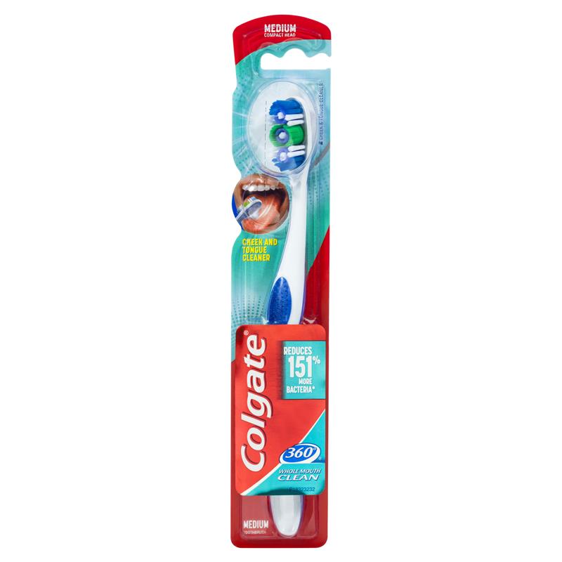 Colgate 360° Whole Mouth Clean Manual Toothbrush, 1 Pack, Medium Bristles - Cutprice Online