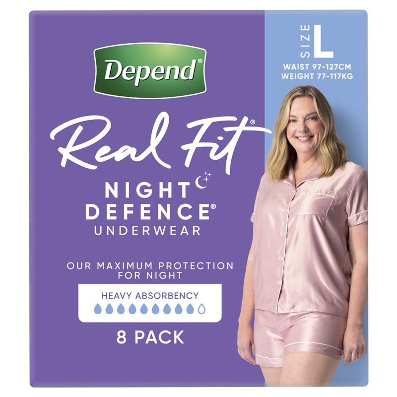 Depend Underwear Realfit Night Defence Female Large 8 Pack - Cutprice Online