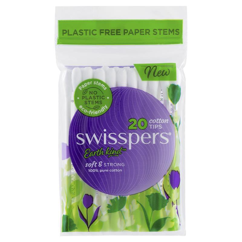 Swisspers Earth Kind Cotton Tips With Paper Stems 20 Pack - Cutprice Online