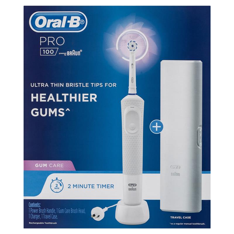 Oral B Pro 100 Gum Care Power Toothbrush White - Cutprice Online