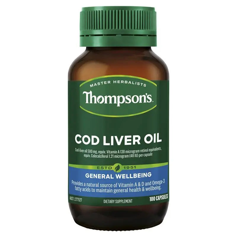Thompson's Cod Liver Oil 100 Capsules THOMPSON'S