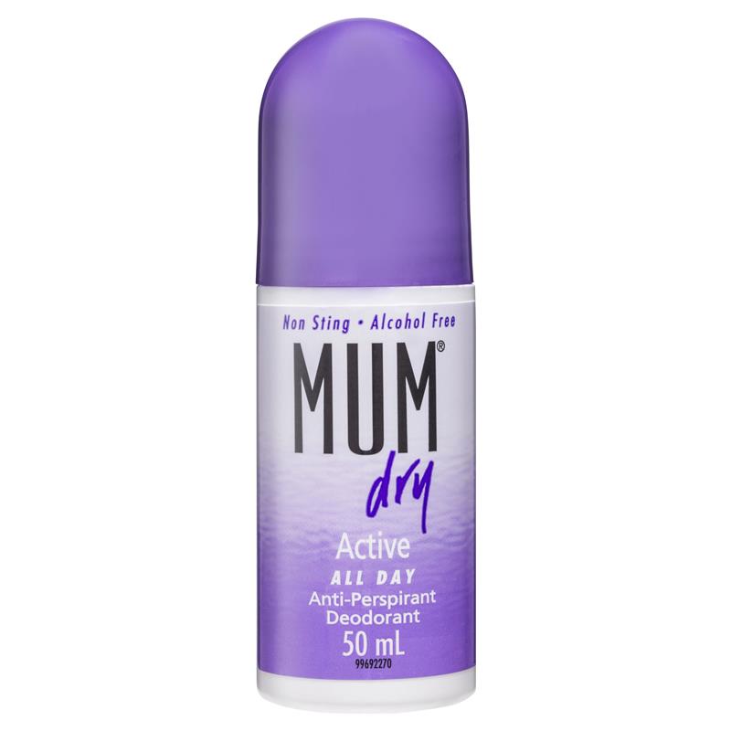 Mum Dry Anti-Perspirant Roll On Active 50ml - Cutprice Online