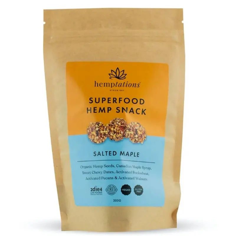 2die4 Live Foods Hemptations - Superfood Hemp Snack Salted Maple 80g 2DIE4 LIVE FOODS