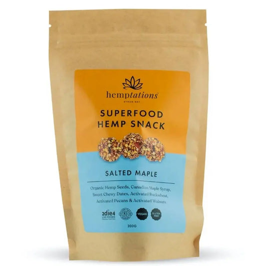 2die4 Live Foods Hemptations - Superfood Hemp Snack Salted Maple 80g 2DIE4 LIVE FOODS