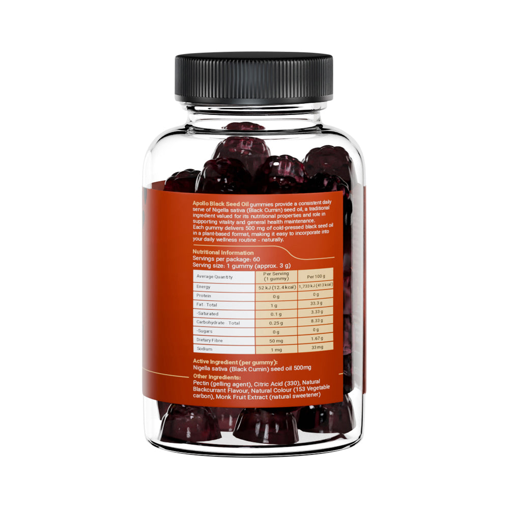 Apollo Black Seed Oil Gummies Blackcurrant 60pk
