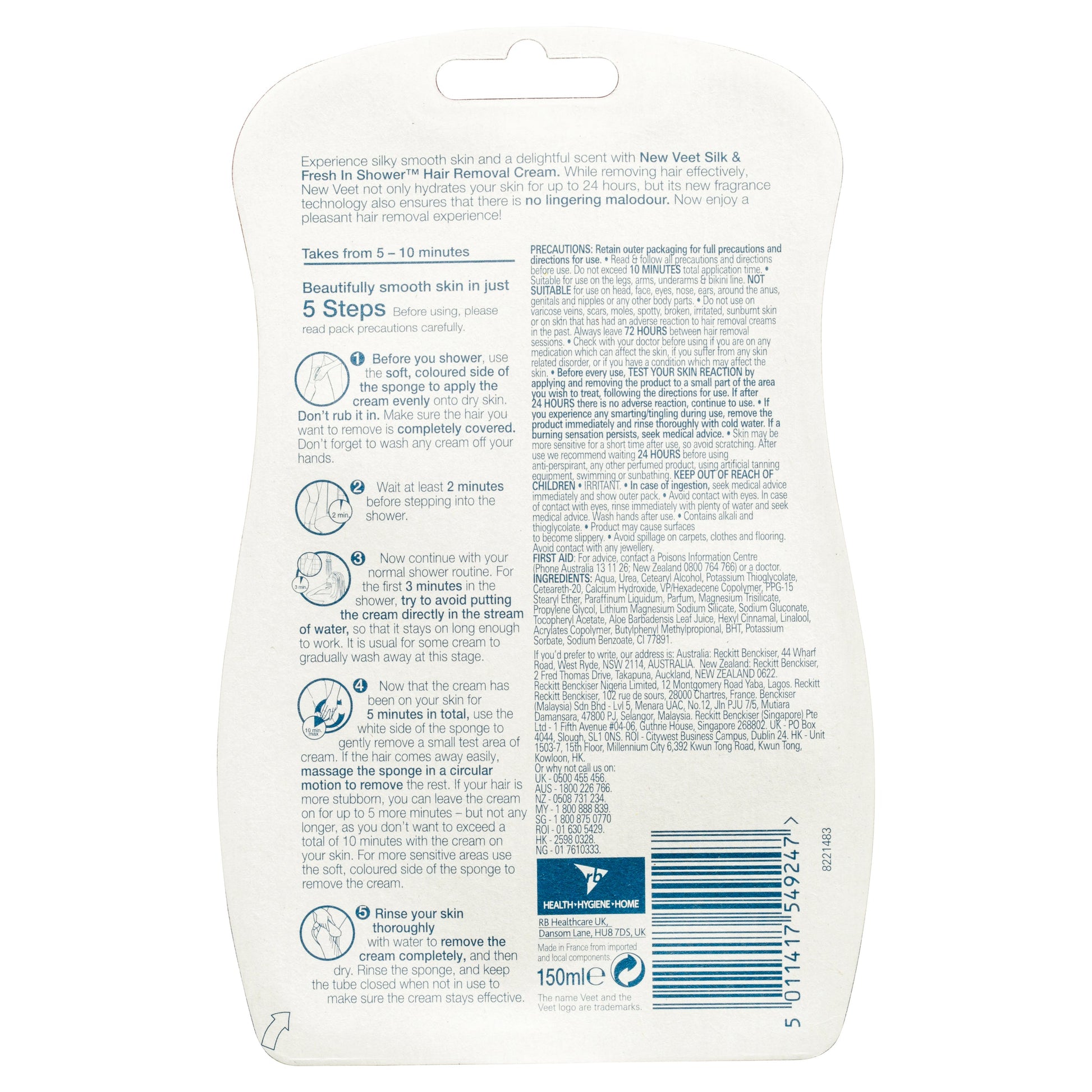 Veet In Shower Hair Removal Cream Sensitive 150ml - Cutprice Online