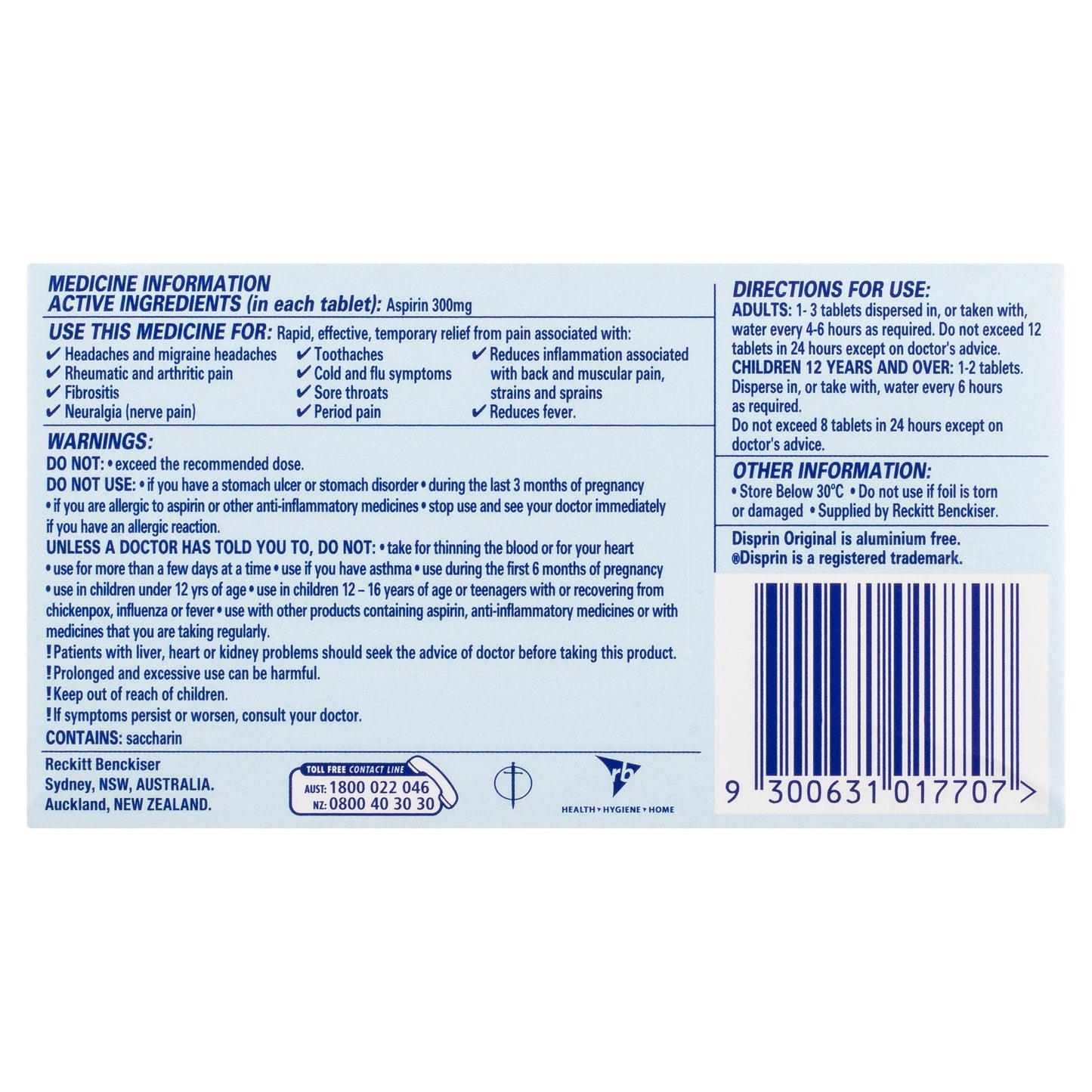 Disprin Soluble Direct Fast Acting Pain Relief 24 Tabs - Cutprice Online