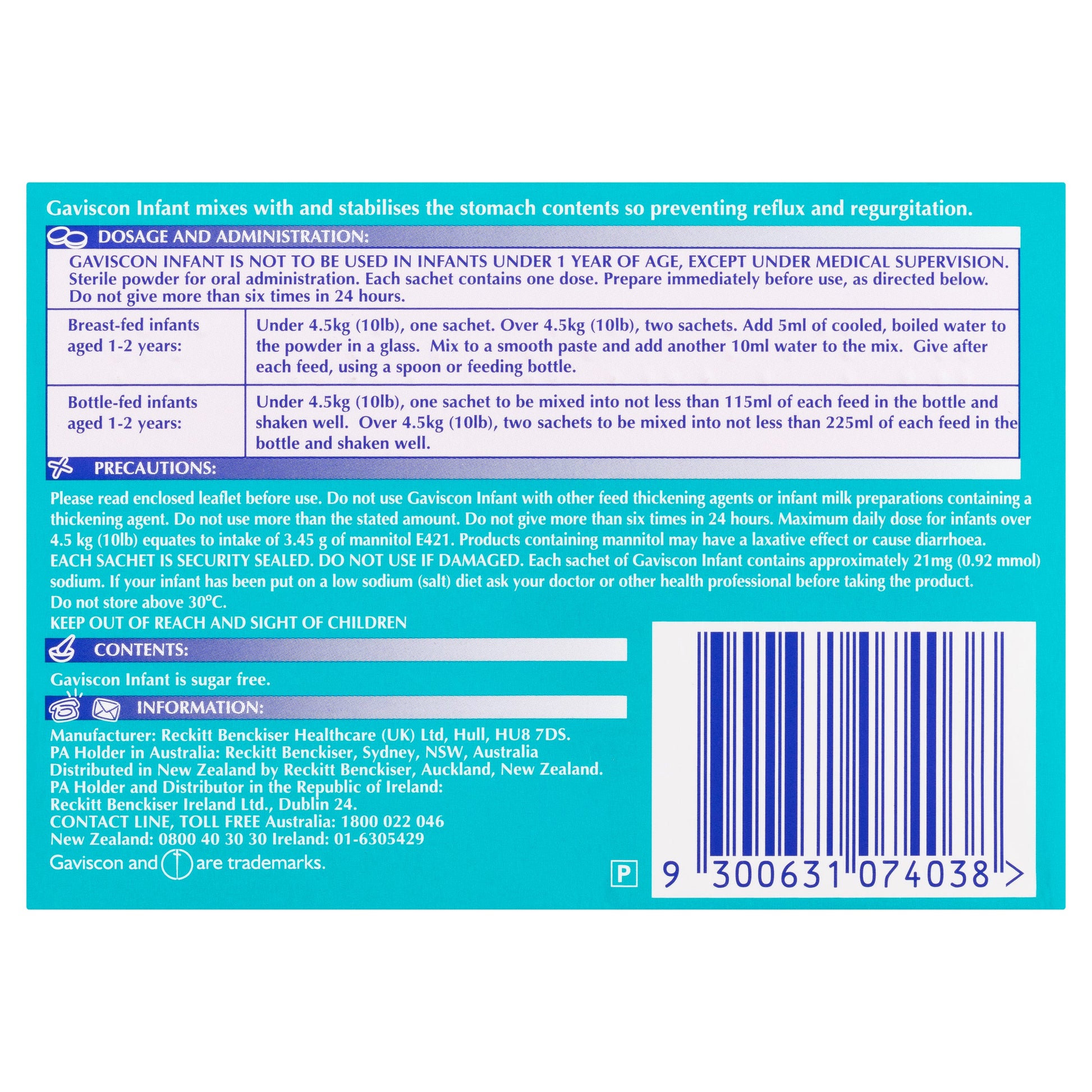 Gaviscon Infant Powder Sachets for Regurgitation and Gastric Reflux 30 Pack - Cutprice Online
