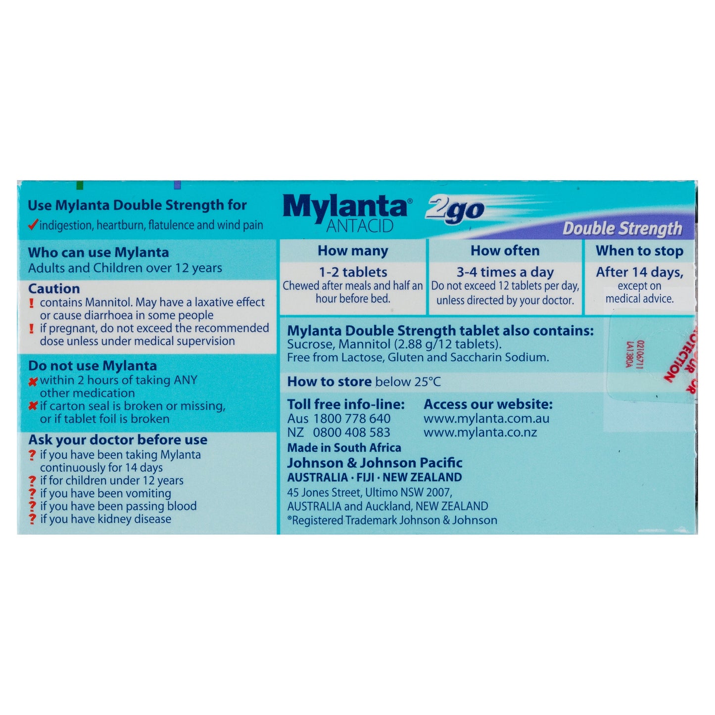 Mylanta 2go Double Strength Chewable Antacid 24 Tablets - Cutprice Online