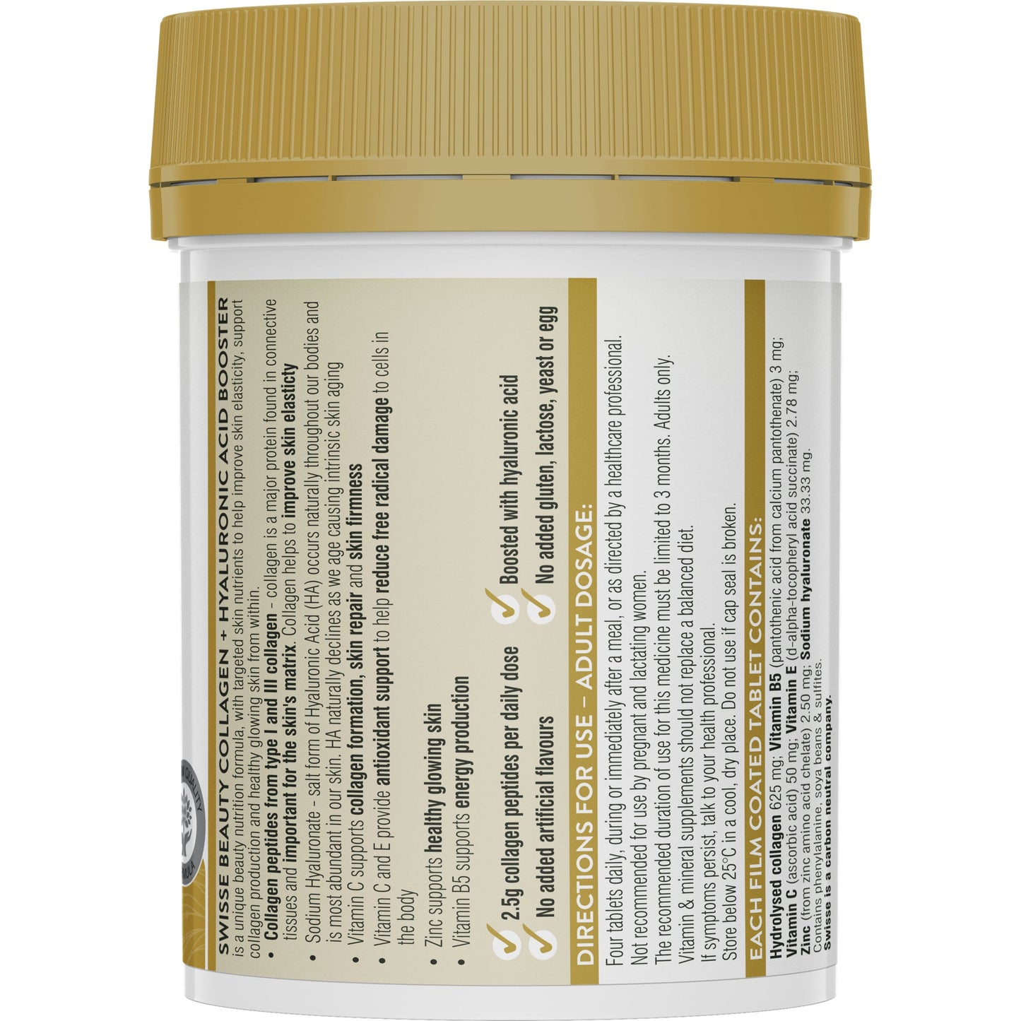 Swisse Beauty Collagen + Hyaluronic Acid Booster 80 Tablets - Cutprice Online