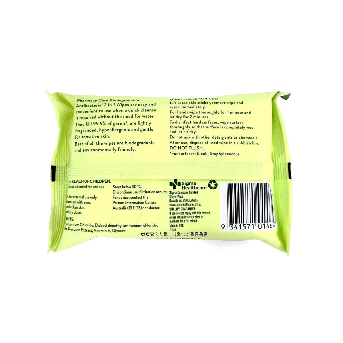 Pharmacy Care Bio Antibac 2 In1 Wipe 25 Pk