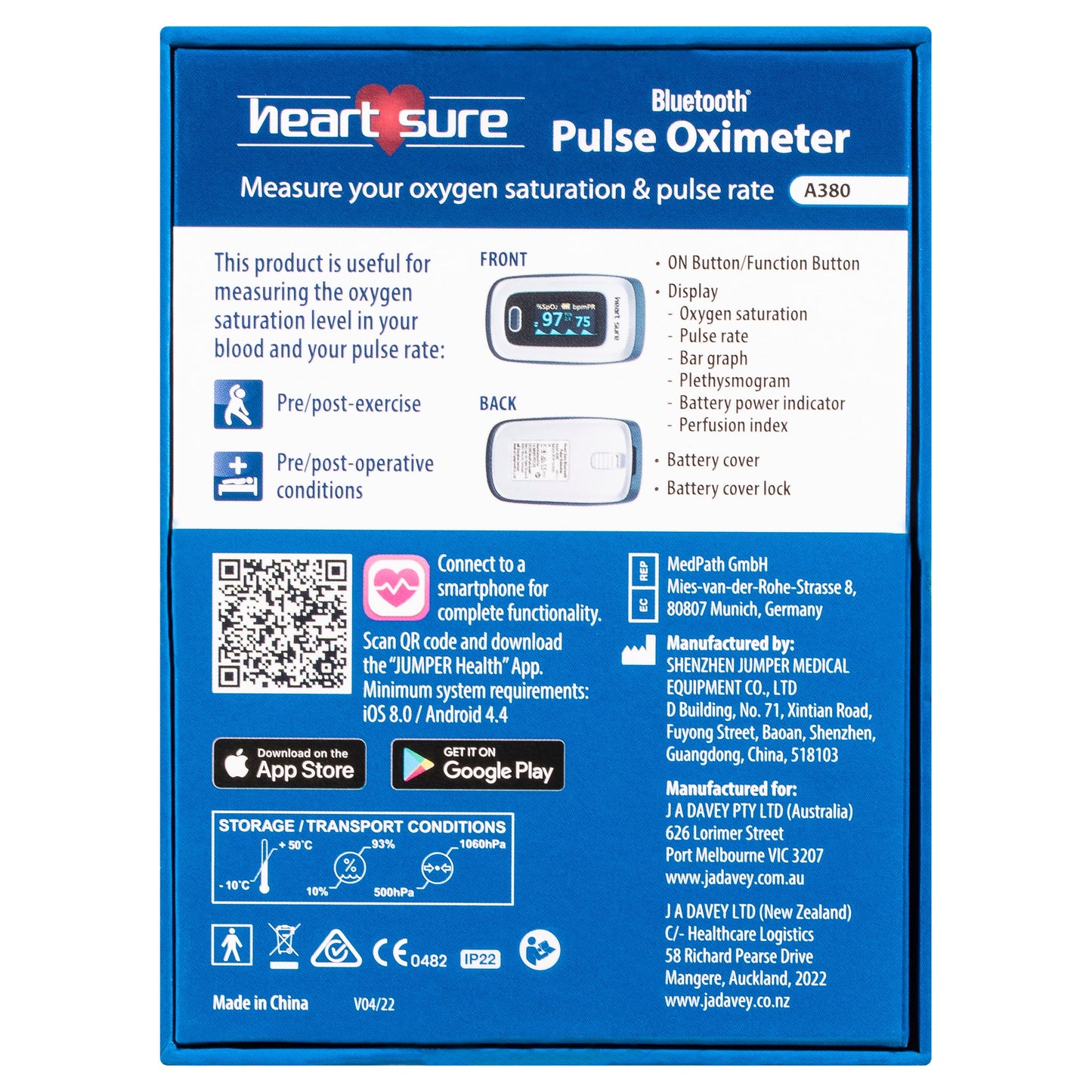 Heart Sure Bluetooth Pulse Oximeter A380 - Cutprice Online