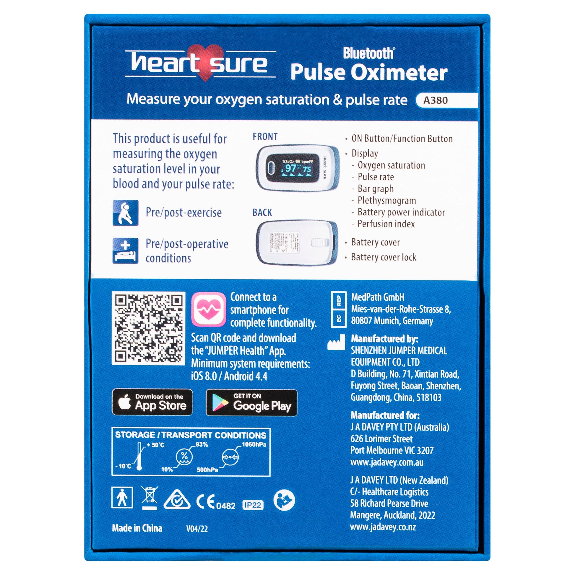 Heart Sure Bluetooth Pulse Oximeter A380 - Cutprice Online