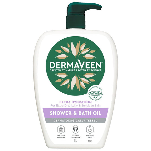 DermaVeen Extra Hydration Shower and Bath Oil 1 Litre - Cutprice Online