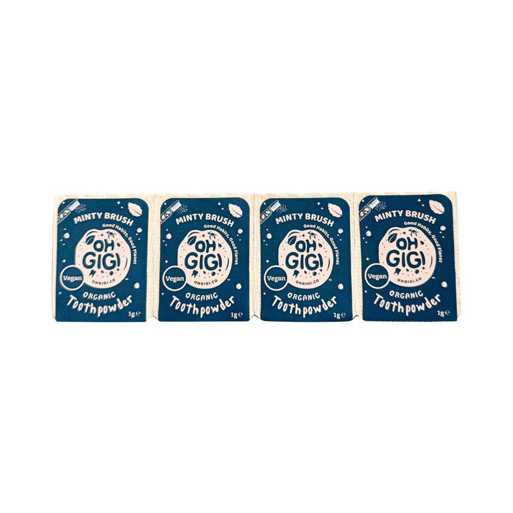 Ohgigi Organic Tooth Powder Brushpods Minty Brush 1g X 4pk