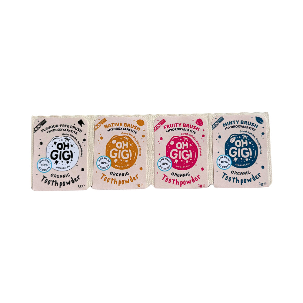 Ohgigi Organic Tooth Powder + Hydroxyapatite Brushpods Mixed 1g X 4pk