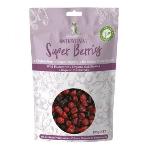DR SUPERFOODS Dried Antioxidant Super Berries Blueberries, Goji & Cranberries 125g DR SUPERFOODS