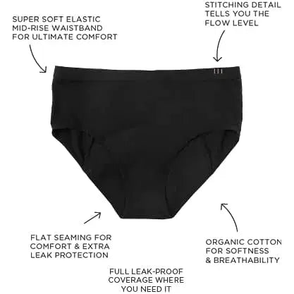TOM ORGANIC The Period Brief Mid-Rise Black XL TOM ORGANIC