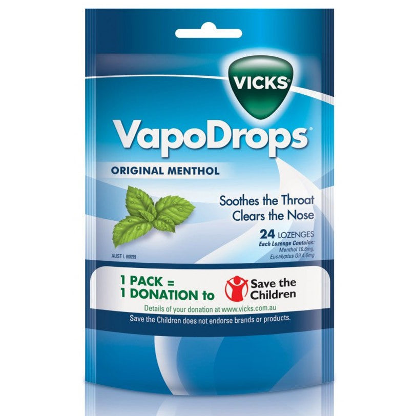 Vicks VapoDrops Original Menthol Lozenges 24 Pack - Cutprice Online