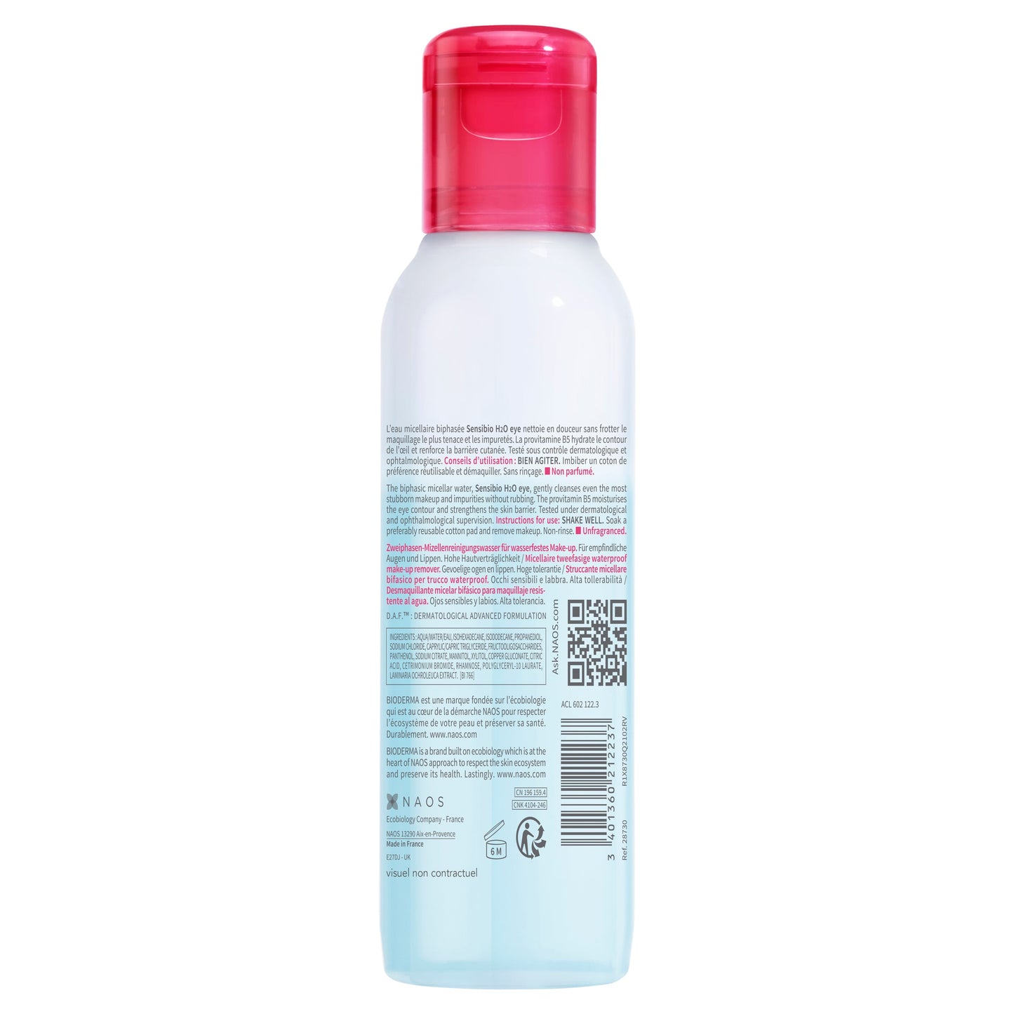 Bioderma Sensibio H2O Eye Biphasic Micellar Waterproof Makeup Remover 125ml - Cutprice Online