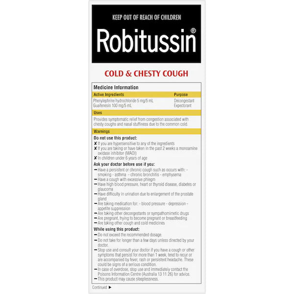 Robitussin Cold & Chesty Cough 200ml