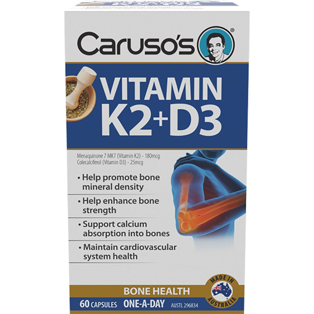 Caruso's Natural Health Vitamin K2 + D3 60 Capsules - Cutprice Online