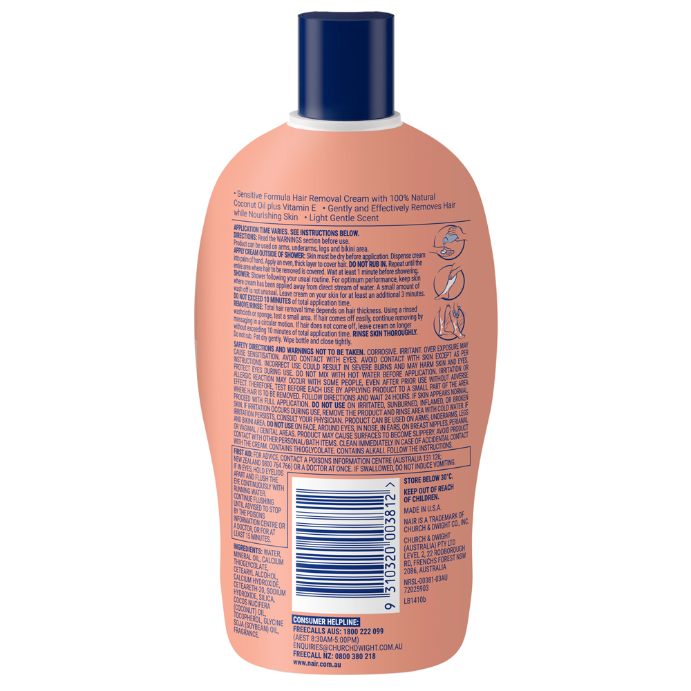 Nair Sensitive Hair Removal Shower Cream With Coconut Oil 357g - Cutprice Online