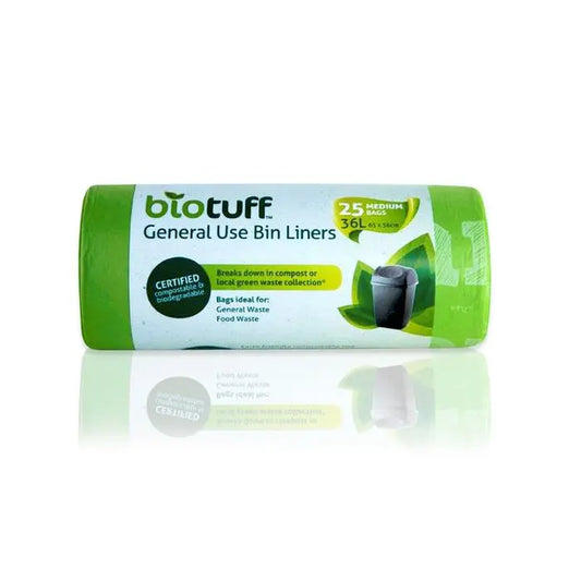 Biotuff General Use Bin Liners Medium Bags - 36 Litres x 25 BIOTUFF