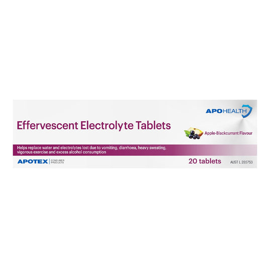 APOHEALTH Effervescent Electrolyte Tablets Apple-Blackcurrant 20 Tablets - Cutprice Online