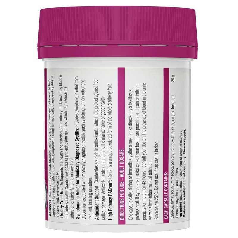 Swisse Ultiboost High Strength Cranberry 25,000mg 90 Capsules - Cutprice Online