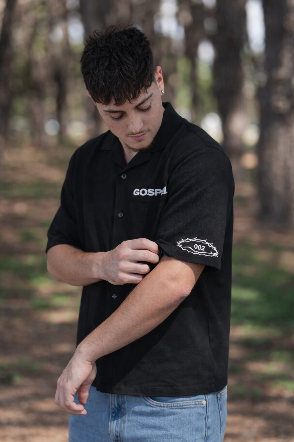 GOSPEL APAREL - BLACK GRAVE TO GLORY BUTTON UP
