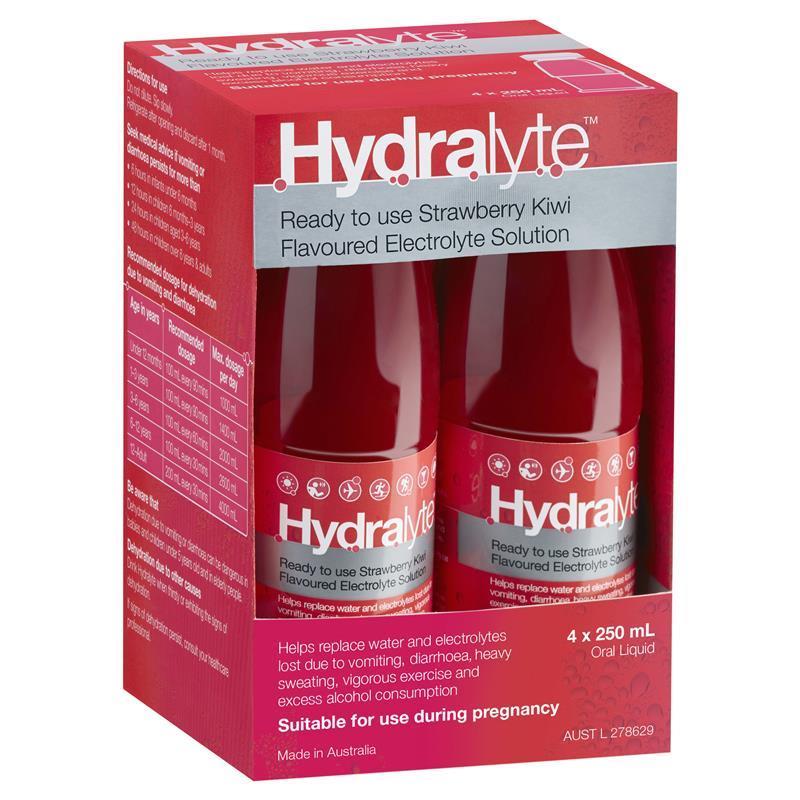Hydralyte Electrolyte Strawberry and Kiwi 4x250ml Solution - Cutprice Online