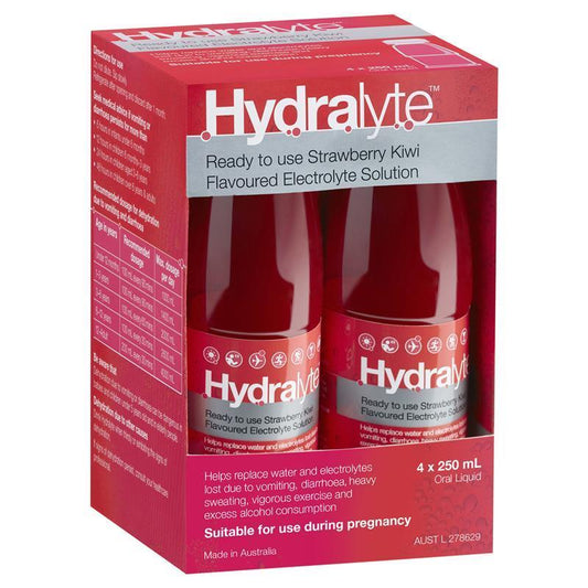 Hydralyte Electrolyte Strawberry and Kiwi 4x250ml Solution - Cutprice Online