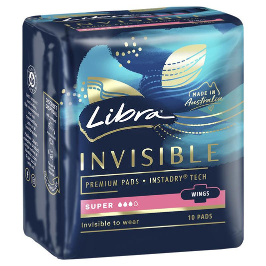 Libra Pads Invisible Body Fit with Wings Super 10 - Cutprice Online