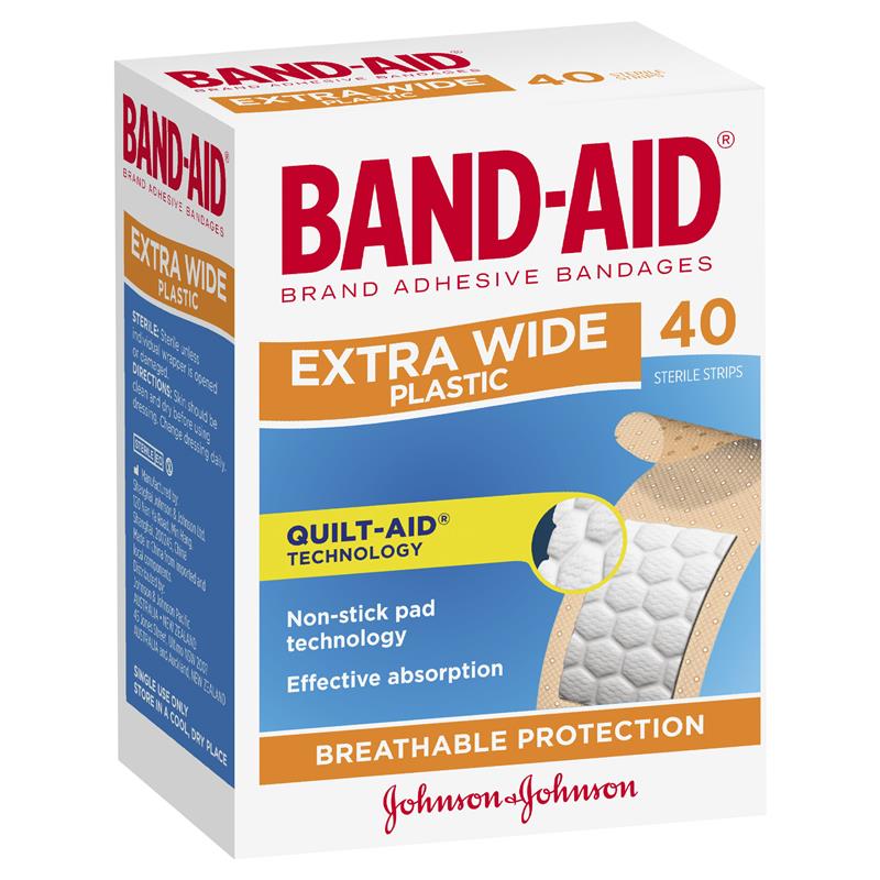 Band-aid Extra Wide Plastic Strips 40 Pack - Cutprice Online