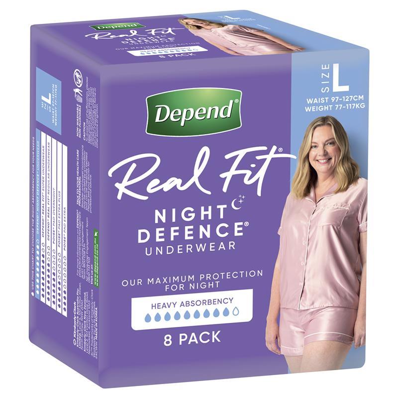 Depend Underwear Realfit Night Defence Female Large 8 Pack - Cutprice Online