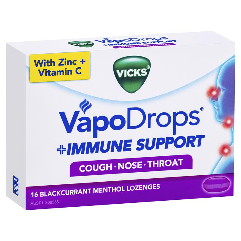 Vicks VapoDrops Immune Support Blackcurrent 16 Lozenges - Cutprice Online