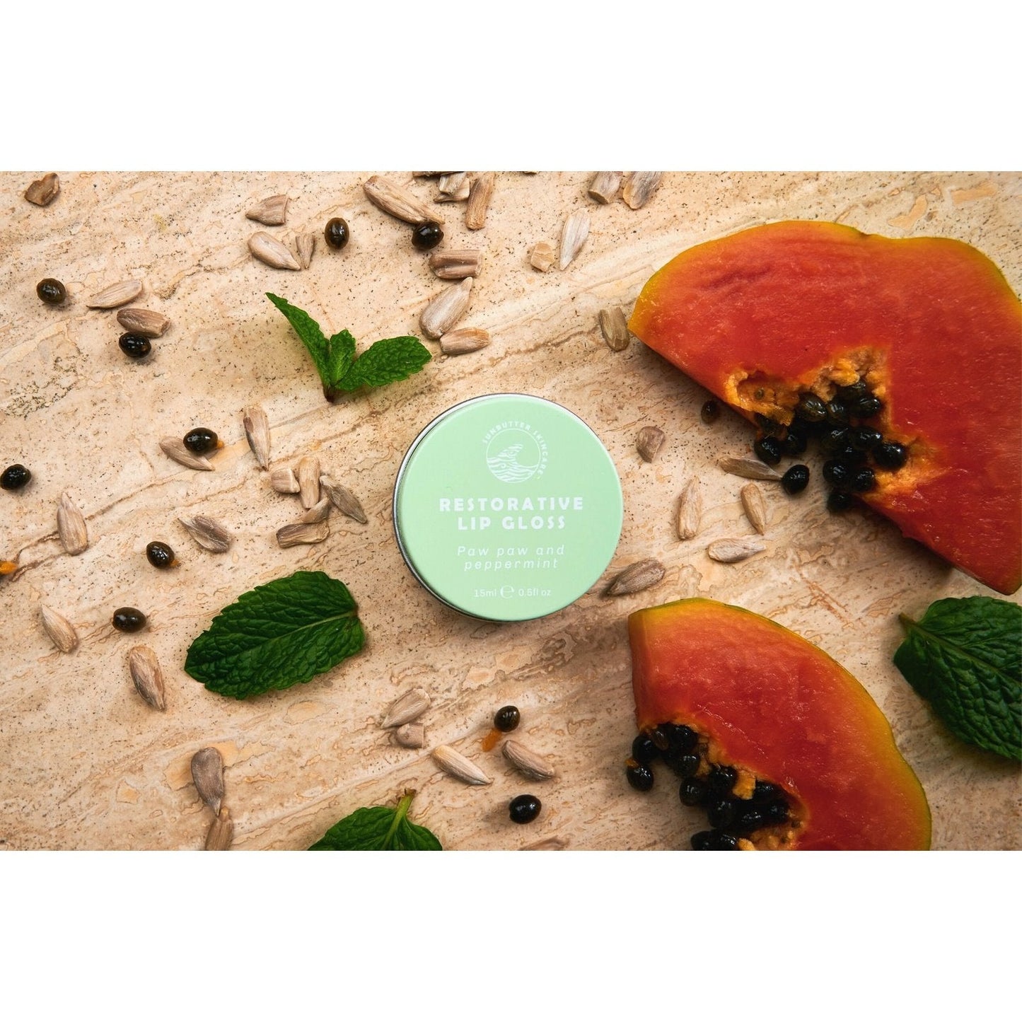 SunButter Skincare Lip Gloss Restorative Paw Paw and Peppermint 15ml - Cutprice Online