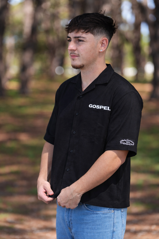 GOSPEL APAREL - BLACK GRAVE TO GLORY BUTTON UP