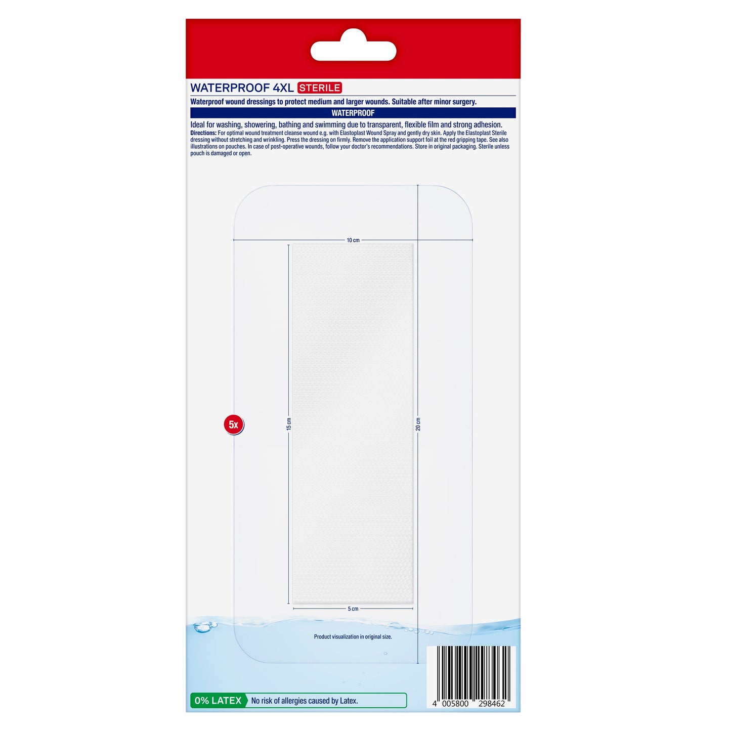 Elastoplast Waterproof Dressing 4XL 10cm x 20cm 5 Pack - Cutprice Online