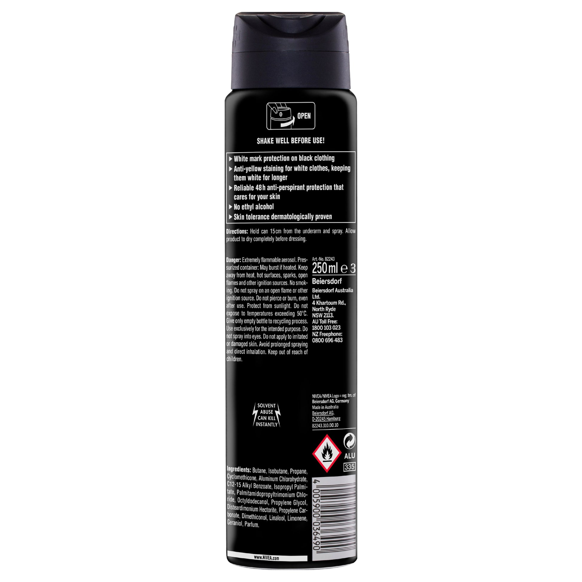 Nivea For Men Deodorant Aerosol Black And White Power 250ml - Cutprice Online