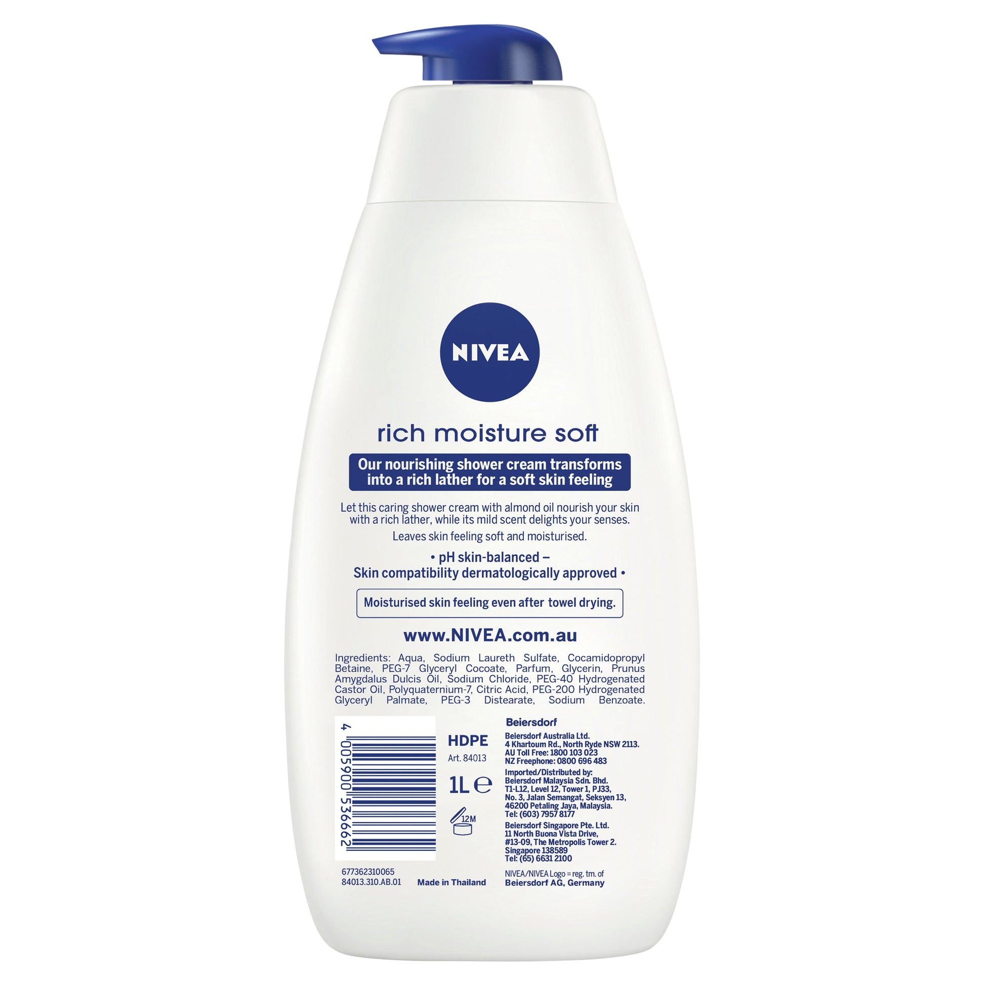 Nivea Shower Cream Rich Moisture Soft - 1L - Cutprice Online
