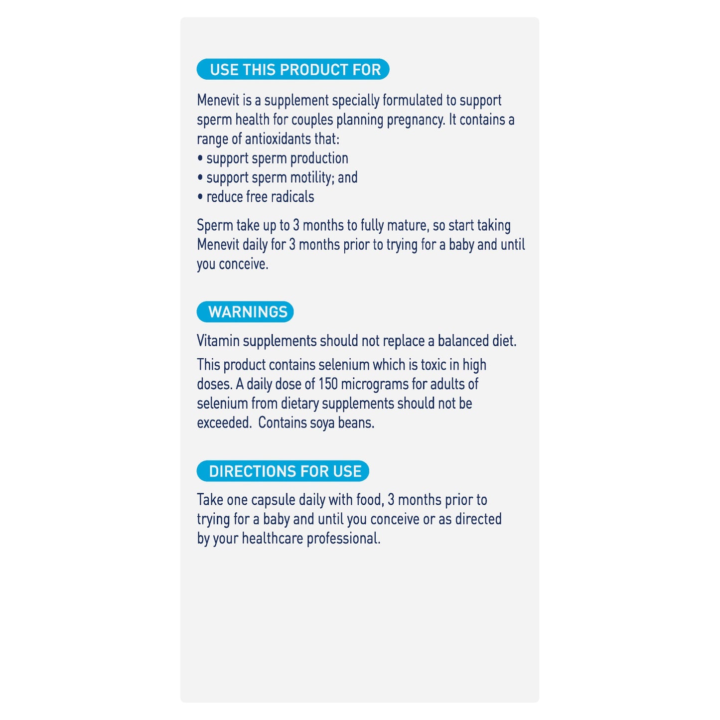 Menevit Pre-Conception Sperm Health Capsules 90 - Cutprice Online