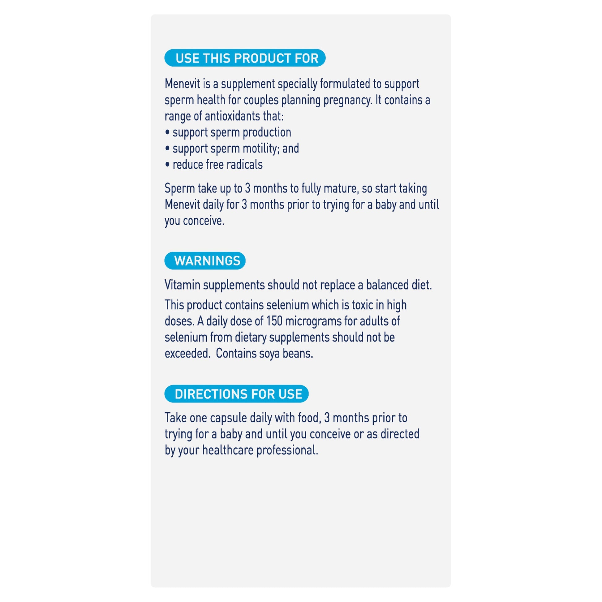Menevit Pre-Conception Sperm Health Capsules 90 - Cutprice Online