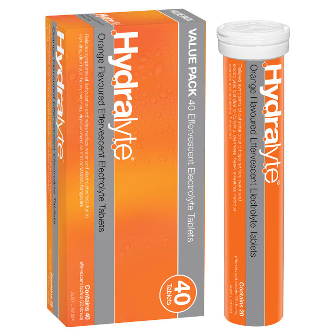 Hydralyte Orange Flavoured Effervescent Electrolyte Tablets 40 Pack - Cutprice Online