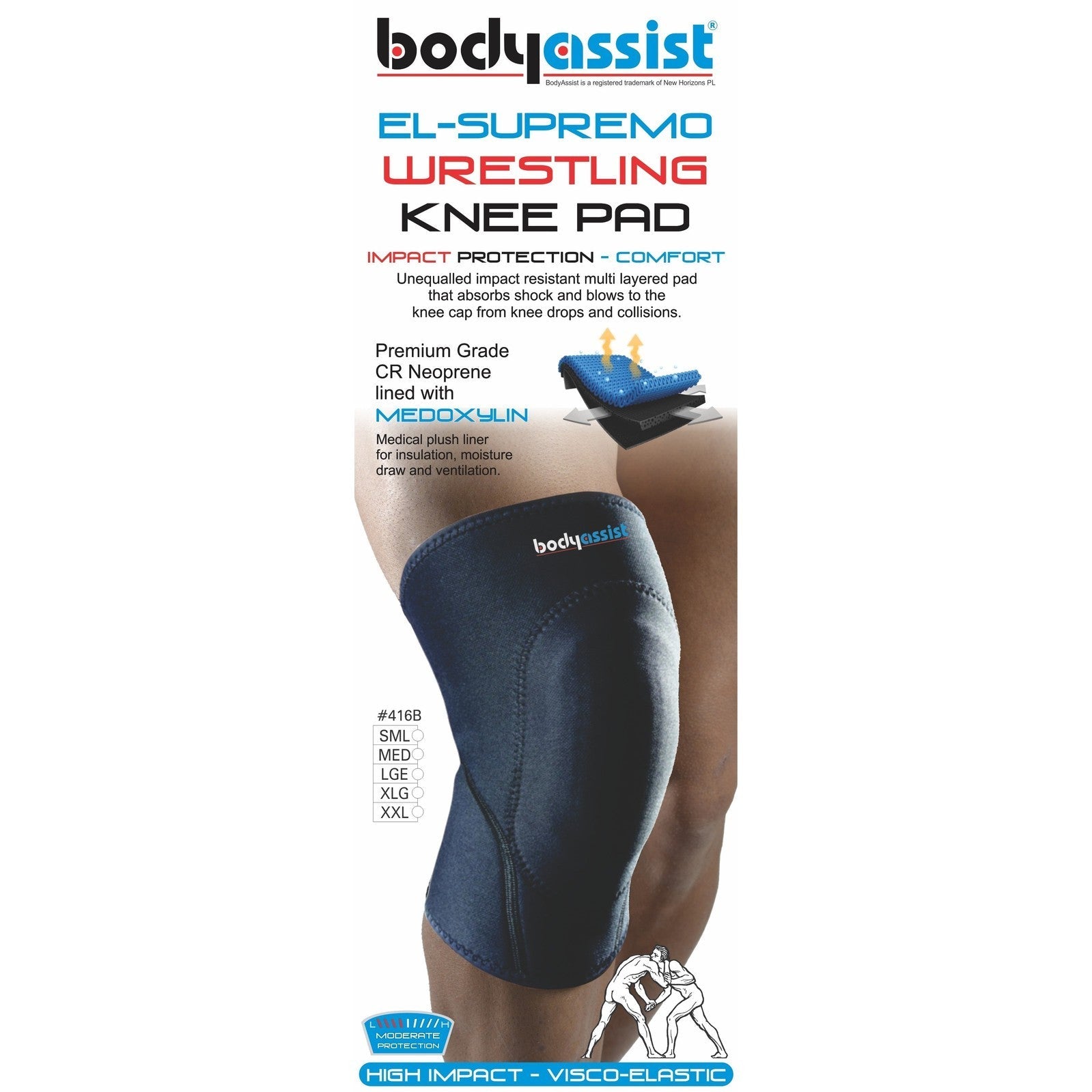 Body Assist El-supremo Wrestling Knee Pad Black - Cutprice Online