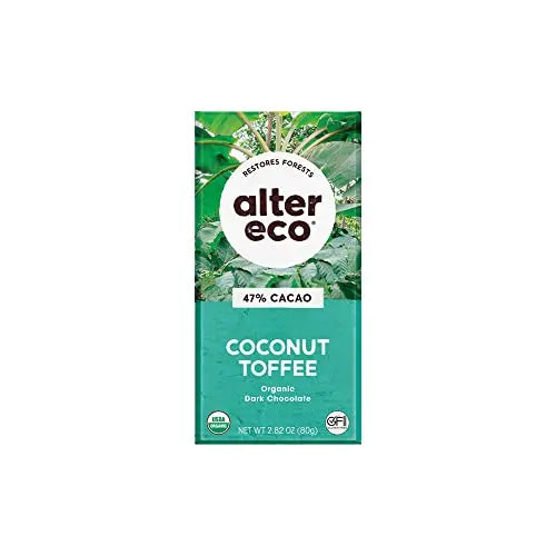 Alter Eco Chocolate (Organic) Dark Coconut Toffee 80g 12 Pack ALTER ECO