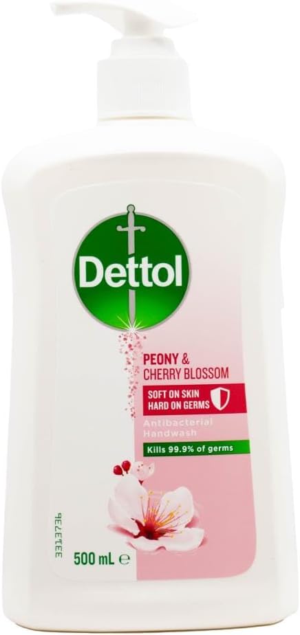 Dettol Antibacterial Handwash  Peony & Cherry Blossom Liquid Hand Soap 500ml