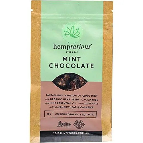 2die4 Live Foods Hemptations - Superfood Hemp Snack Mint Chocolate 80g 2DIE4 LIVE FOODS