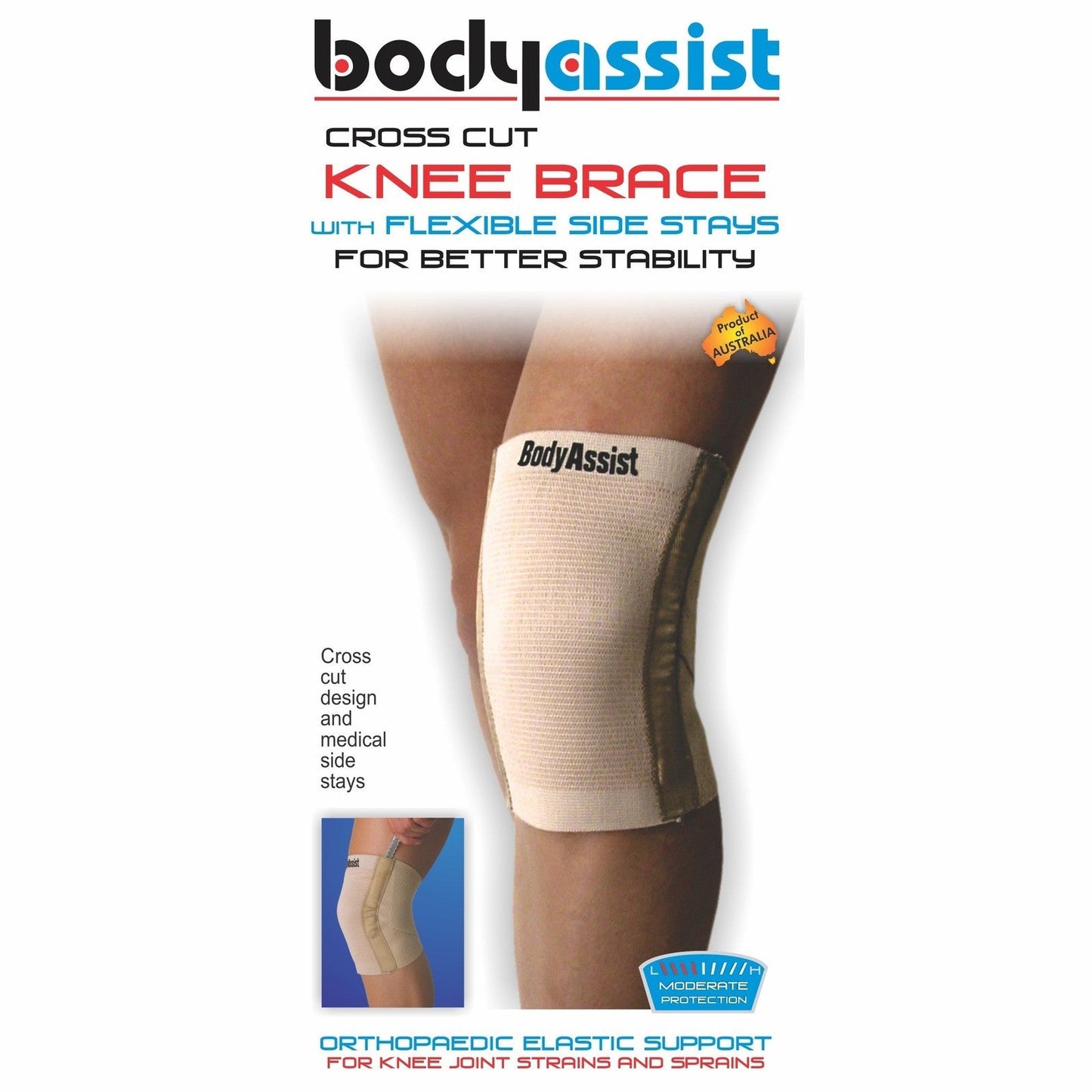 Body Assist Cross Cut Elastic Knee Brace With Rods - Cutprice Online